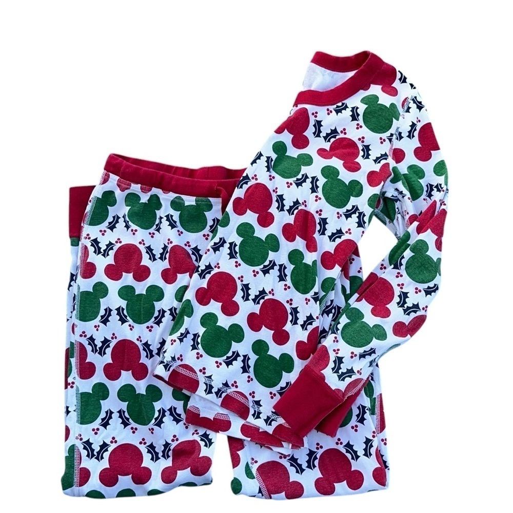 Hanna Andersson Red & Green Mickey Holiday Pajama Set